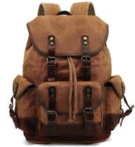 Mochila HuaChen Vintage revestida de cera e couro 28,5 L M86 Mochila HuaChen Vintage revestida de cera e couro 28,5 L M86