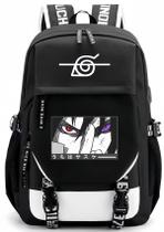 Mochila Huoying Naruto Sasuke de couro PU de grande capacidade Mochila Huoying Naruto Sasuke de couro PU de grande capacidade