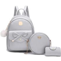 Mochila I IHAYNER em couro para meninas e meninos, 3 peças, prata Mochila I IHAYNER em couro para meninas e meninos, 3 peças, prata