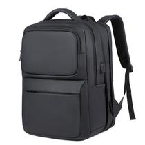 Mochila impermeável de PU para homens, laptop de 16 polegadas, preta