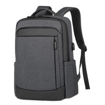 Mochila impermeável em tecido Oxford para laptop 16" masculina cinza