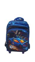 Mochila infantil 16 com carrinho removivel azul com alça de costas estampa carro azul ref : gb25600869