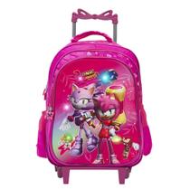 Mochila Infantil 3D Com Rodinhas Estampa Amy Rose Led Tam G