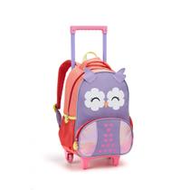 Mochila Infantil Animais Detalhes 3D 13" Com Rodinhas e Alças Escolar Creche ZOOP Seanite