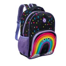 Mochila Infantil ArcoÍris Colorida 3D Costas Resistente Compartimentos Zíper Alças Ajustáveis Escolar Passeio