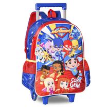 Mochila Infantil Aventureiros Escolar Tamanho Grande Luccas Neto 2 em 1 Rodinha Alças