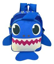Mochila Infantil Baby Shark Costas Tam M Papai Tubarão Azul Mochila Infantil Baby Shark Costas Tam M Papai Tubarão Azul