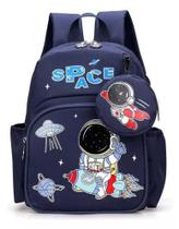 Mochila Infantil Bebê Astronauta Azul Escuro Menino Creche