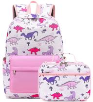 Mochila Infantil Bluboon com Lancheira - Dinossauro Rosa para Pré-escola