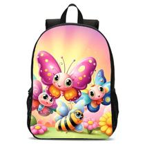 Mochila Infantil Borboleta e Abelha Rosa