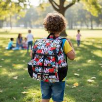 Mochila Infantil BT21 Mochila de Costa Fechamento Tipo Saco Preta Personagens 17L Resistente