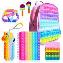 Mochila Infantil Buquehm Pop Fidget - Conjunto de Material Escolar para Meninas