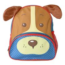 Mochila Infantil Cachorro Marrom com Bolso Frontal e Alças