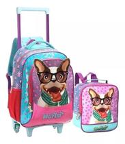 Mochila Infantil Cachorro Pug Mufim Rodinhas G Lancheira