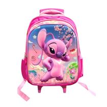 Mochila Infantil Carrinho Bolso Stitch Menina Rosa Importada