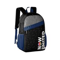 Mochila infantil cinza e preto ziper compartimento notebook