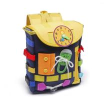 Mochila Infantil Com Placa Ocupada Desenvolve Habilidades Motoras Finas E Aprende a Amarrar Sapatos