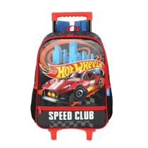 Mochila Infantil Com Roda E Alça Luxcel Hot Wheels Preta