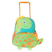 Mochila Infantil Com Rodinha E Alças Tema Dinossauro Verde