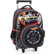 Mochila Infantil Com Rodinha Hot Wheels G Preta