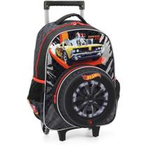 Mochila Infantil com Rodinha HOT Wheels G Preta