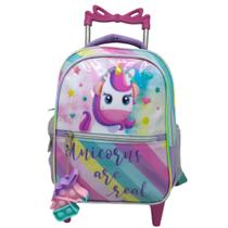 Mochila Infantil Com Rodinha Menina Jardim Creche Unicórnio 3-5a Tamanho P