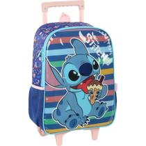 Mochila Infantil com Rodinha STITCH G Azul