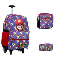Mochila Infantil Com Rodinha Super Mario + Lancheira Térmica