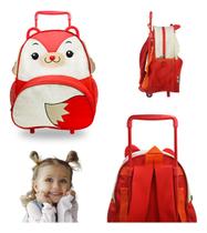 Mochila Infantil Com Rodinhas Creche Escolar Passeio Raposa