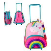 Mochila Infantil Com Rodinhas Unicórnio- Rosa