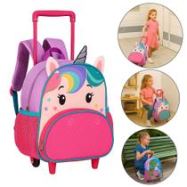 Mochila Infantil Com Rodinhas Unicórnio - Roxo