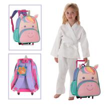 Mochila Infantil Com Rodinhas Unicornio - Roxo