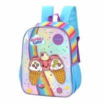 Mochila Infantil Costas Unicórnio Game Azul Luxcel UP4YOU Mochila Infantil Costas Unicórnio Game Azul Luxcel UP4YOU