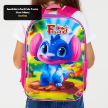 Mochila Infantil de Costa Blue Friend Sortida Leve e Resistente Ideal para Escola, Passeios e Uso Diário