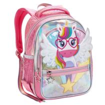 Mochila Infantil De Costa Feminina Com Unicórnio Arco-íris-Rosa.