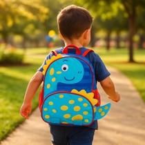 Mochila Infantil de Costas Com Alças Crianças Creche Escolar Passeio Bichinho Pet Com Bolso Lateral