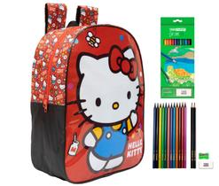 Mochila Infantil de Costas Hello Kitty Tam G e Lápis de Cor