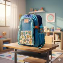 Mochila Infantil de Costas Menino Puket Color Block Azul