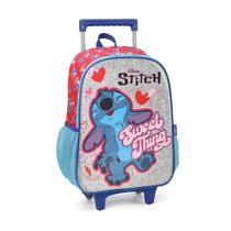 Mochila Infantil De Rodinhas Escolar Stitch Disney Vermelho