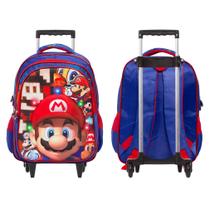 Mochila Infantil De Rodinhas Super Mario Desenho 3D Led