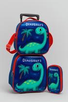 Mochila Infantil Dinossauro C/ Rodinhas 3 Itens Estojo Mochila Impermeável e Lancheira Térmica Mochila Infantil Dinossauro C/ Rodinhas 3 Itens Estojo Mochila Impermeável e Lancheira Térmica