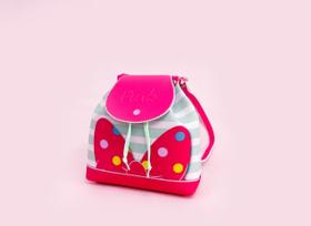 Mochila Infantil em Neoprene Estampa Laço Minnie Listrada