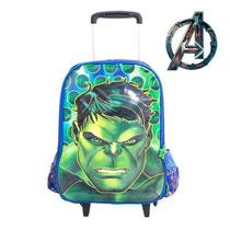 Mochila Infantil Escolar 3d Com Rodinhas Hulk