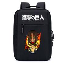 Mochila Infantil Escolar Estampa Mangá de Ação e Luta com Gigantes e Interface USB Integrada