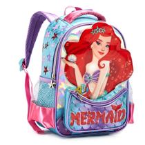 Mochila Infantil Escolar Feminina Passeio Viagem Compacta Menina Multifuncional Fashion Personagem Sereia