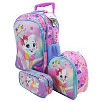 Mochila Infantil Escolar Menina Desenho Princesa Kit Lancheira Estojo