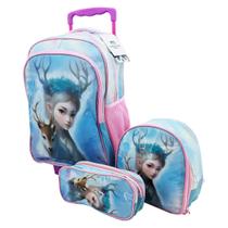 Mochila Infantil Escolar Menina Desenho Princesa Kit Lancheira Estojo