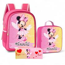 Mochila Infantil Escolar Menina Feminina + Lancheira Térmica + Estojo
