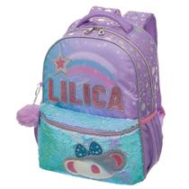 Mochila Infantil Escolar Menina Feminino Lilica Ripilica Costas Alças Reforçada Cor Lil