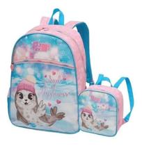 Mochila Infantil Escolar Meninas Costas Foca M Lancheira